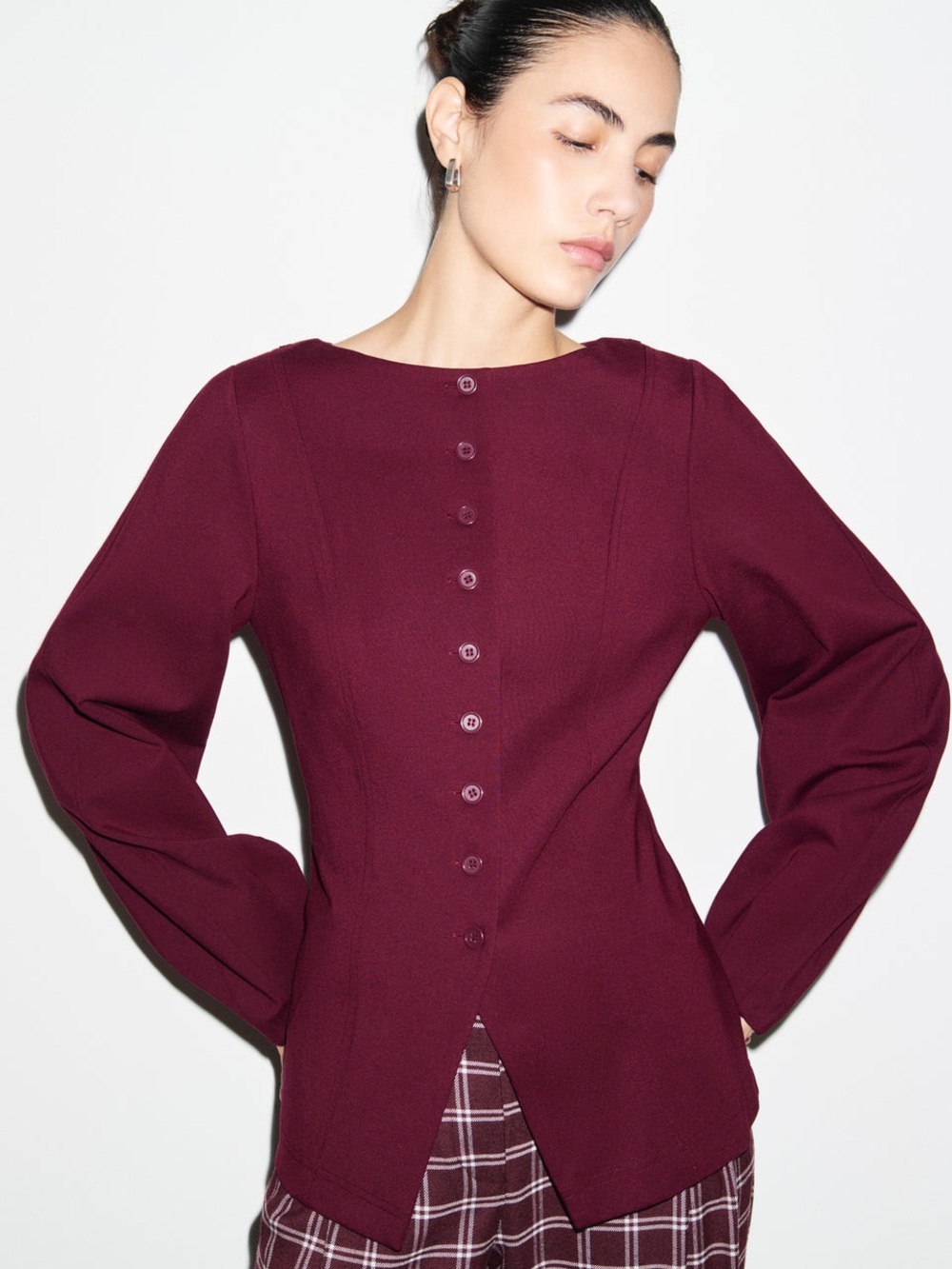 NWT ALIGNE Bonnie Ponte Waisted Blazer Cardigan Oxblood Red US Size 4